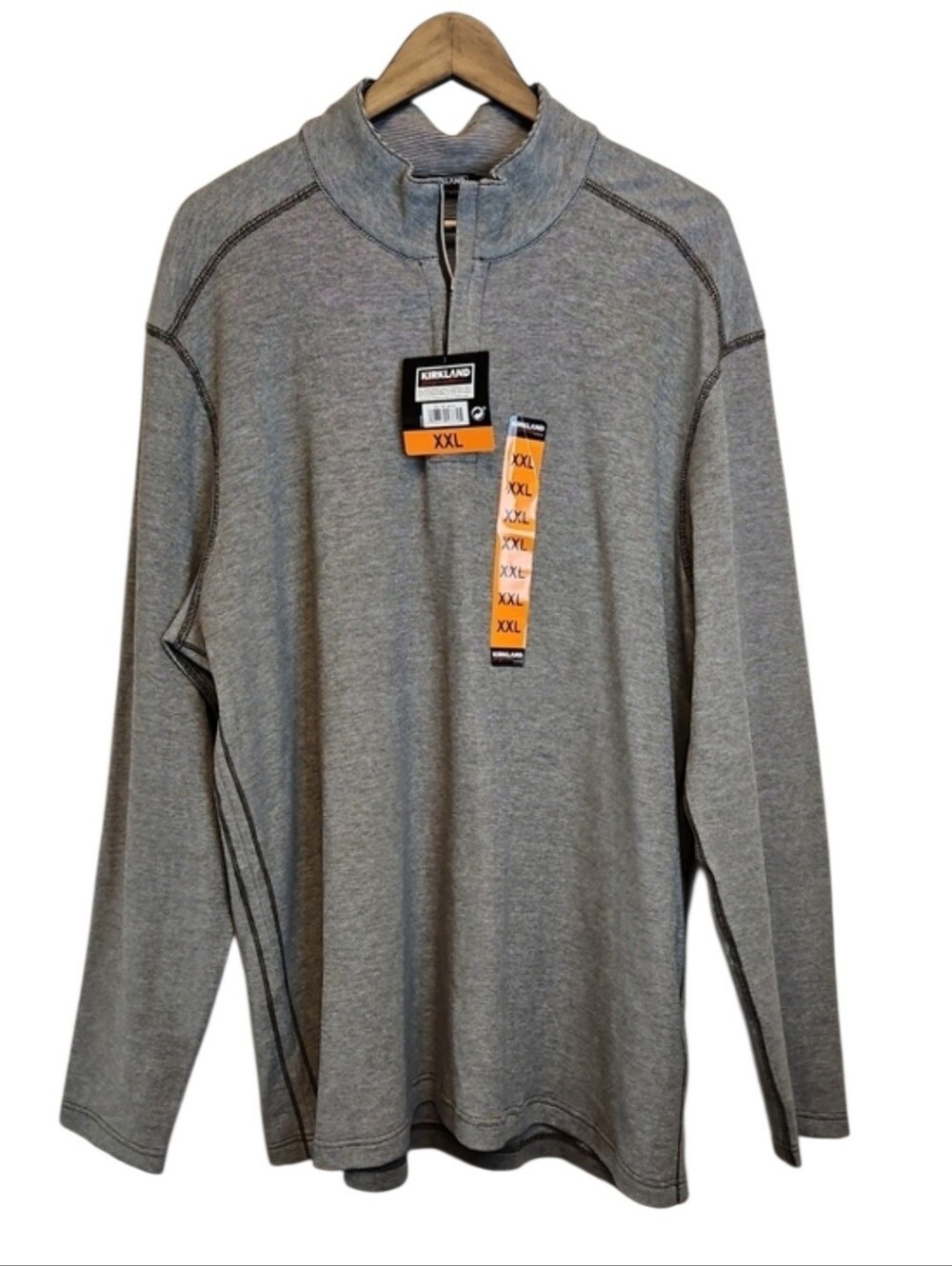 Kirkland Signature Heather Gray Quarter-Zip Pullover, Pima Cotton, XXL NWT